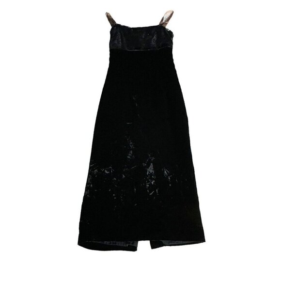 CINQ a SEPT Woman's Sz 4 Calla Black Sequin Top Cutout Back Velvet Midi Dress - Picture 10 of 10